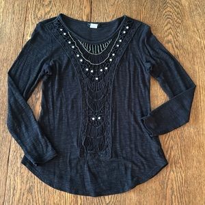 Venus Black Top With Silver Beading, XS